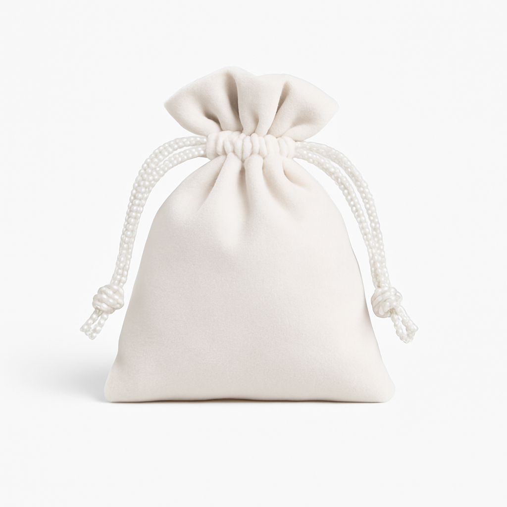 white drawstring gift pouch for mini moon lamp keychain soft velvet bag included accessory