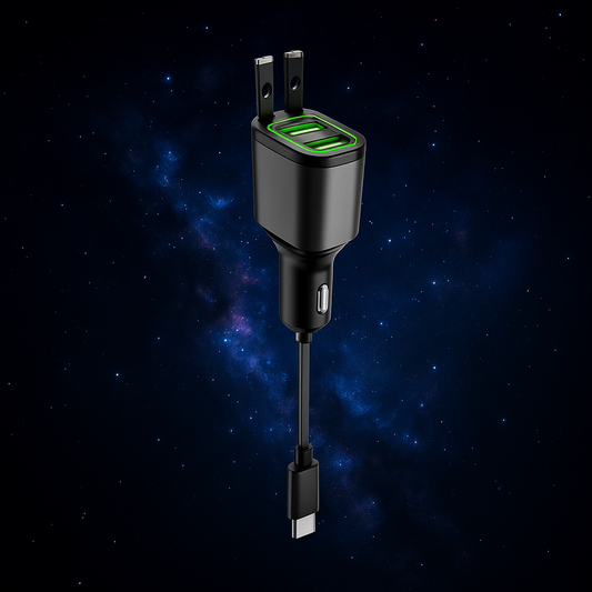 Super Fast Car Charger – 100W 4-in-1 Retractable Cable USB & Type-C Adapter