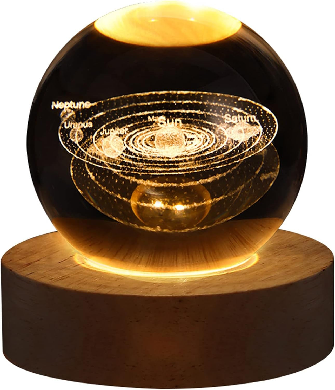 3D Solar System Crystal Ball Night Light for Kids Glass 6Cm,